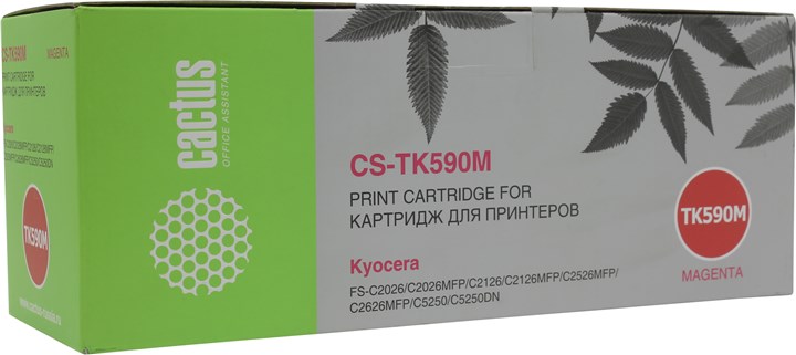 Картридж лазерный Cactus CS-TK590M (TK-590M), пурпурный, 5000 страниц, совместимый для Kyocera FS-C5250DN, ECOSYS P6026cdn, FS-C2026MFP, FS-C2026MFP+, ECOSYS M6026cdn, FS-C2126MFP, FS-C2126MFP+, ECOSYS M6526cdn, FS-C2526MFP, ECOSYS M6026cidn, FS-C2626MFP, ECOSYS M6526cidn