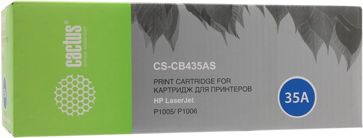 Картридж лазерный Cactus CS-CB435AS (35A/CB435A), черный, 1500 страниц, совместимый для LaserJet P1005 / P1006