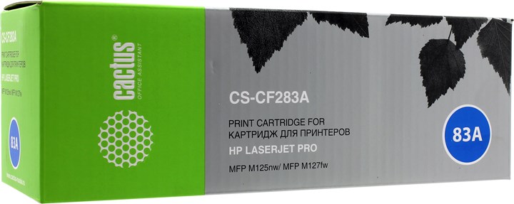Картридж лазерный Cactus CS-CF283A (CF283A), черный, 1500 страниц, совместимый, для LJP M201dw / M201n / M225dn / M225dw / M125r / M125ra / M225dw / M225rdn / M125rnw / M127fn / M127fw