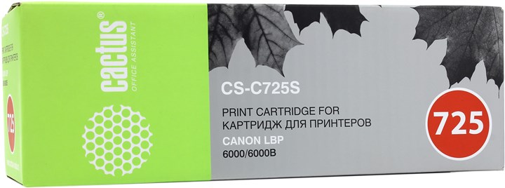 Картридж лазерный Cactus CS-C725S (725), черный, совместимый, для Canon i-SENSYS LBP-6000 series, MF3010