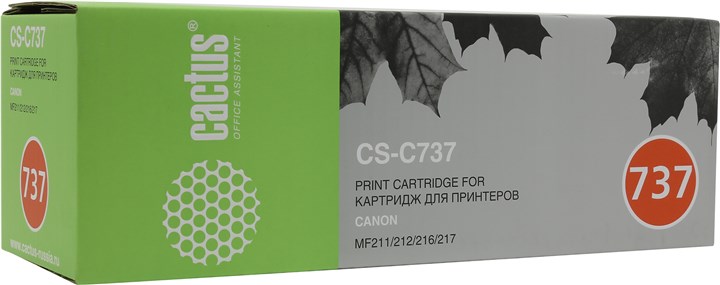 Картридж лазерный Cactus CS-C737 (737/9435B004), черный, 2400 страниц, совместимый, для Canon MF 210 / 220 series