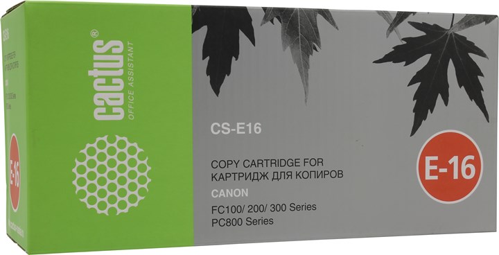 Картридж лазерный Cactus CS-E16 (E16), черный, 2000 страниц, совместимый, для Canon FC100/200/300 Series, PC800 Series
