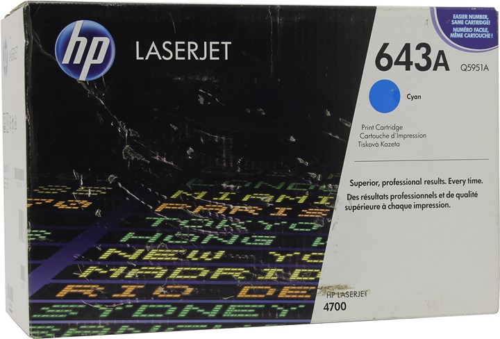 Картридж лазерный HP 643A/Q5951A, голубой, 10000 страниц, оригинальный для Color LaserJet 4700dtn / 4700 / 4700dn / 4700n / 4700ph+