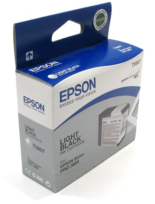 Картридж струйный Epson T5807 (C13T580700), серый, оригинальный, объем 80мл, для Epson Stylus Pro 3800 / 3880 / 3880 Design Edition