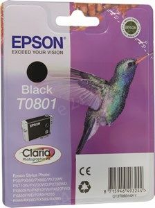 Картридж струйный Epson T0801 (C13T08014010/C13T08014011/C13T08014021), черный, оригинальный, ресурс 330 страниц, для Epson Stylus Photo P50 / PX660 / PX660+ / PX720WD / PX730WD / PX820FWD / PX830FWD