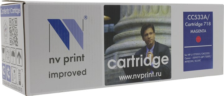 Картридж лазерный NV Print NV-CC533A/718M (304A / 718), пурпурный, 2800 страниц, совместимый, для CLJ CP2025 / CM2320nf / CM2320fxi / CP2025n / CP2025dn Canon i-SENSYS MF-8330 / 8350