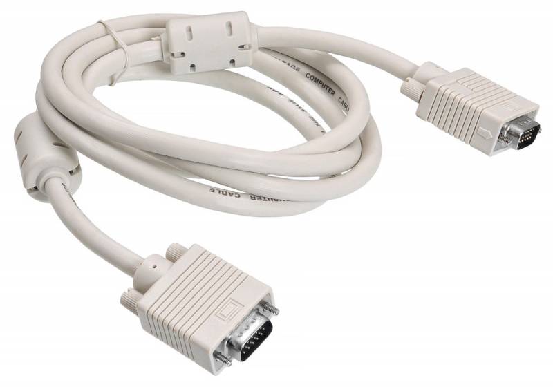 Кабель VGA(15M)-VGA(15M), 1.8 м, серый Buro