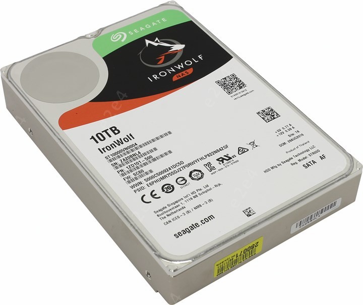 Жесткий диск (HDD) Seagate 10Tb IronWolf, 3.5, 7200rpm, 256Mb, SATA3 (ST10000VN0004)