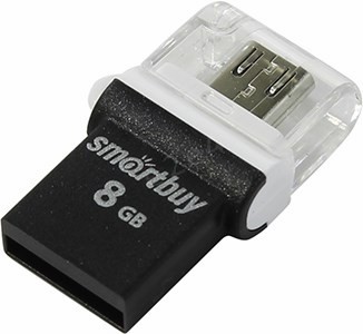 Флешка 8Gb USB 2.0/microUSB SmartBuy POKO, черный (SB8GBPO-K)