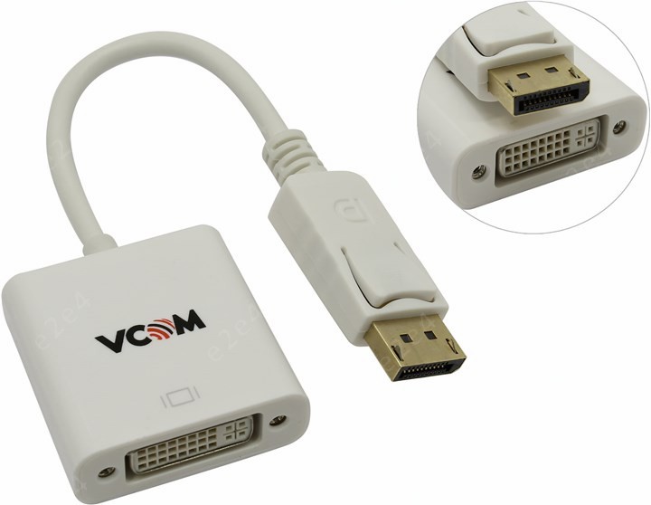 Кабель DisplayPort(20M)-DVI(F), 15 см, белый VCOM (CG602)