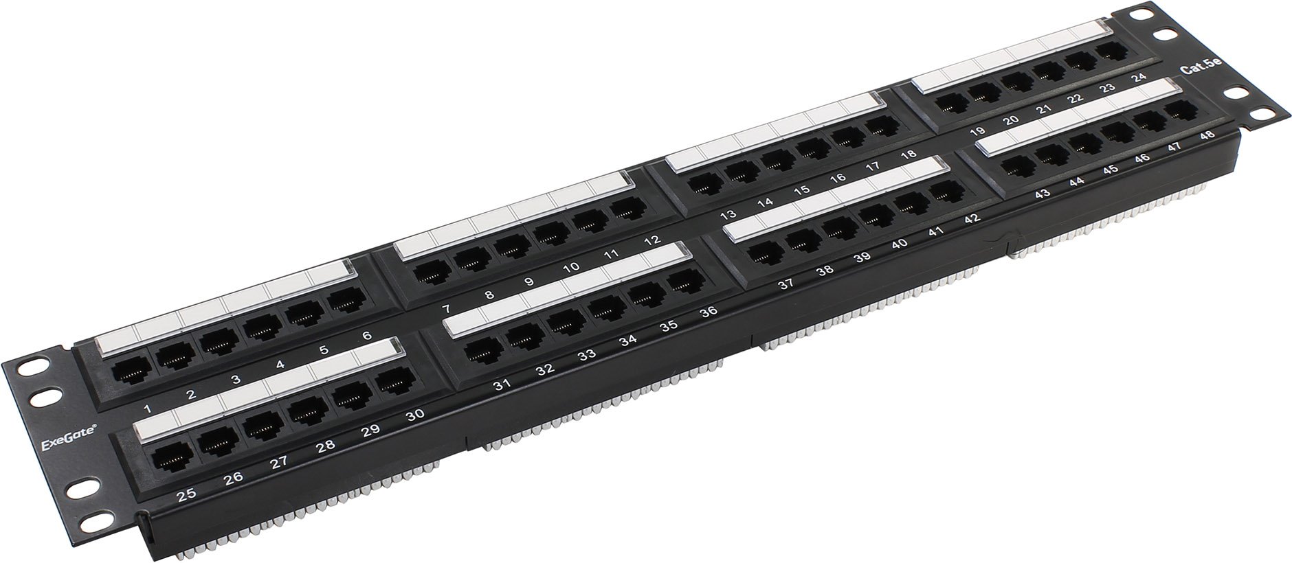 Патч/Кросс-панели  E2E4 Патч-панель в шкаф 19 2U, порты: 48 x RJ-45 кат. 5e, черный, EX256753RUS, Exegate