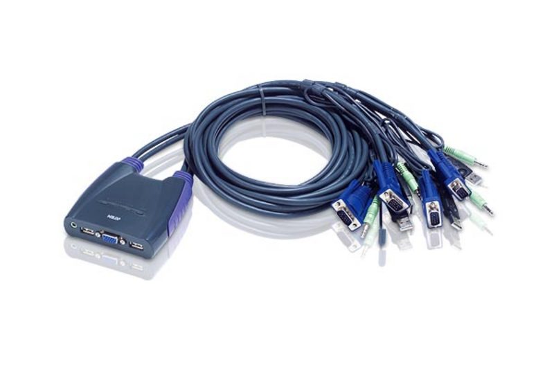 KVM-переключатель ATEN CS64US, 4-Port USB VGA/Audio Cable KVM Switch (0.9m, 1.2m) (CS64US-AT)