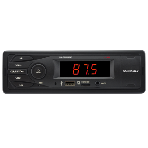 Автомагнитола SoundMAX SM-CCR3064F, 1 DIN, 4x40 Вт, USB, черный