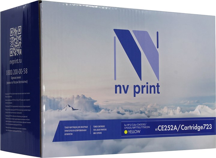 Картридж лазерный NV Print NV-CE252A/723Y (CE252A/723Y), желтый, 7000 страниц, совместимый, для Canon LJC CP3525/CP3525dn/CP3525n/CP3525x/CM3530/CM3530fs/i-SENSYS LBP7750Cdn