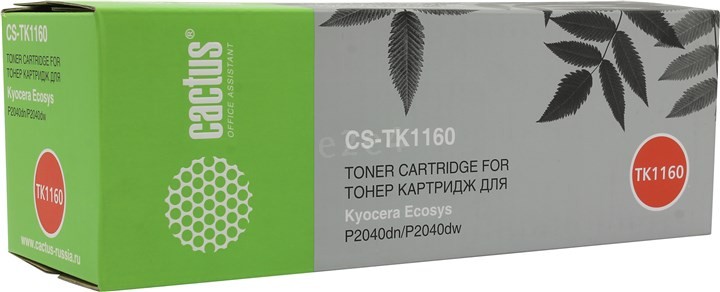 Картридж лазерный Cactus CS-TK1160 (TK-1160/1T02RY0NL0), черный, 7200 страниц, совместимый, для Kyocera Ecosys P2040dn/P2040dw