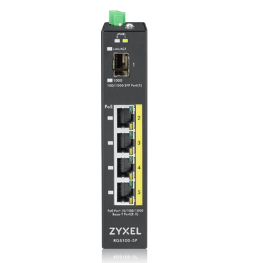 Коммутатор ZYXEL RGS100-5P, кол-во портов: 5x1 Гбит/с, PoE (макс. 120 Вт) (RGS100-5P-ZZ0101F)
