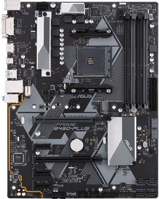 Материнская плата ASUS Prime B450-Plus, SocketAM4, AMD B450, 4xDDR4, 2PCI-Ex16, 6SATA3, 7.1-ch, GLAN, 7 USB 3.1, 1 USB Type-C, DVI, HDMI, ATX, Retail