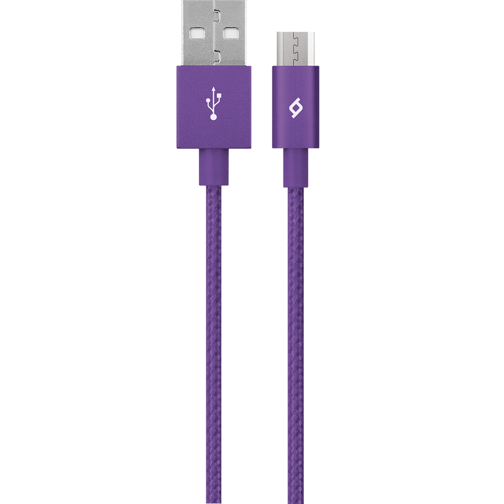 Кабель micro USB-USB, TTEC, 1.2m, фиолетовый, Нейлоновая оплетка кабеля (2DK11MR)