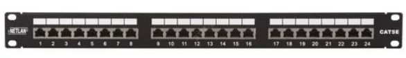 Патч-панель 19 1U, порты: 24 x RJ-45, Кат. 5e, экранированная, черный, SNR-SD-1U24-5E-H, SNR