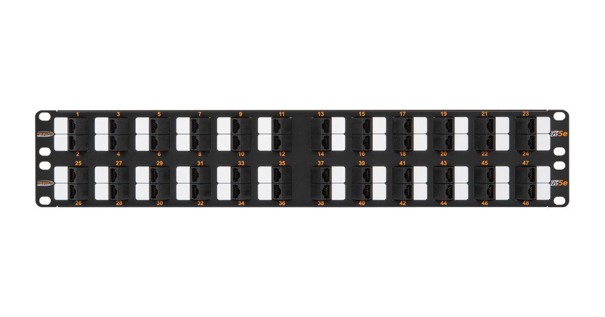 Патч-панель в шкаф 19 2U, порты: 48 x RJ-45 кат. 5e, органайзер, черный, NMC-RP48UD2-AN-2U-BK, NIKOMAX