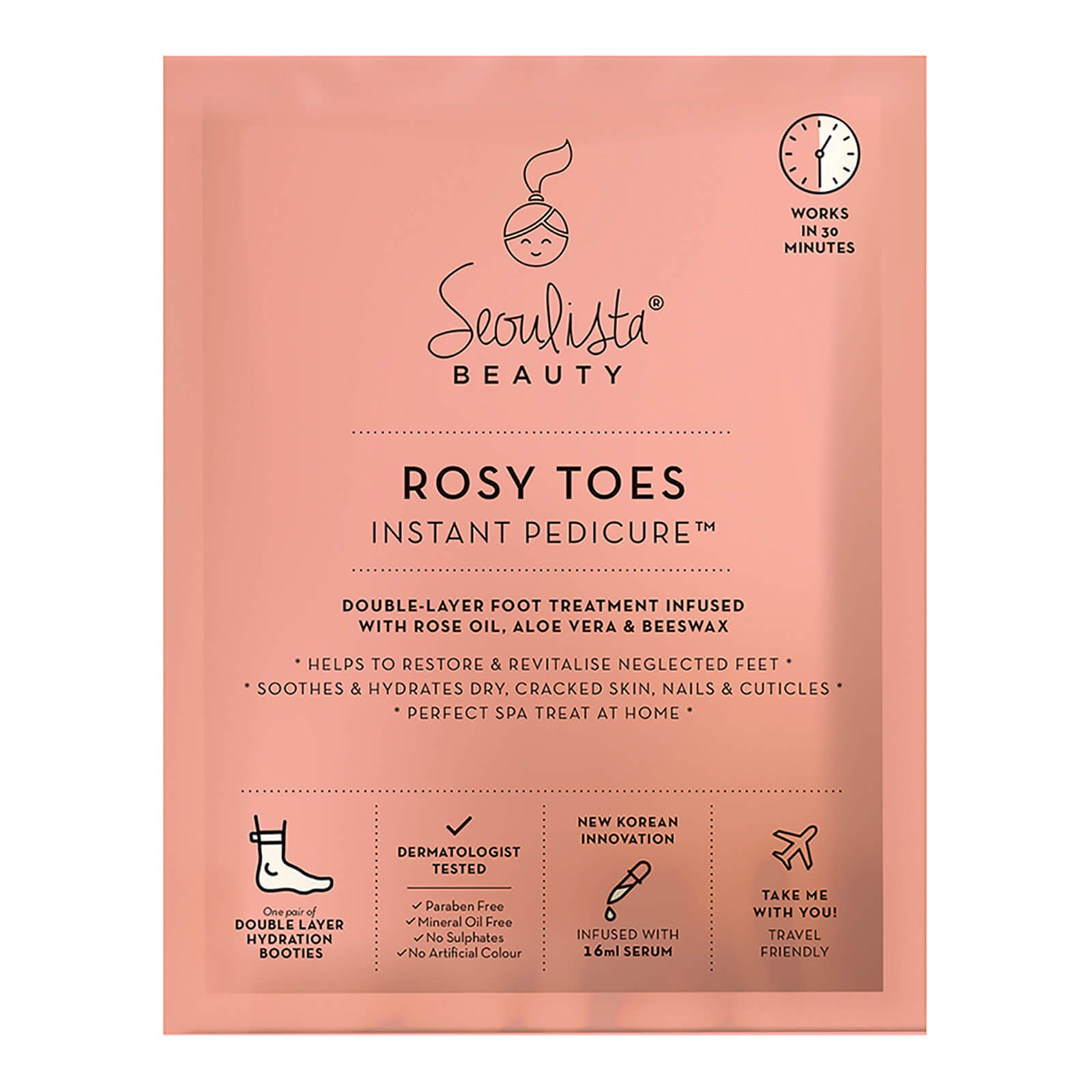 Маска для стоп Seoulista Beauty Rosy Toes Instant Pedicure