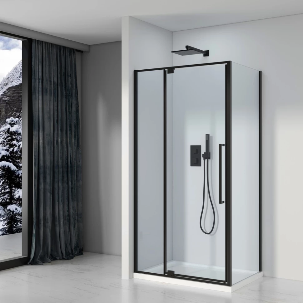 Душевые углы  СантехМолл Душевой уголок 90x90 см Black & White Stellar Wind S812 BC 812900 прозрачное