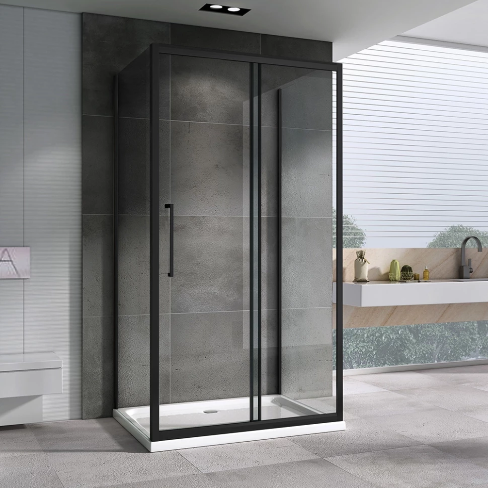 Душевые углы Душевой уголок 110x70 см Abber Schwarzer Diamant AG30110BH-S70B-S70B прозрачное