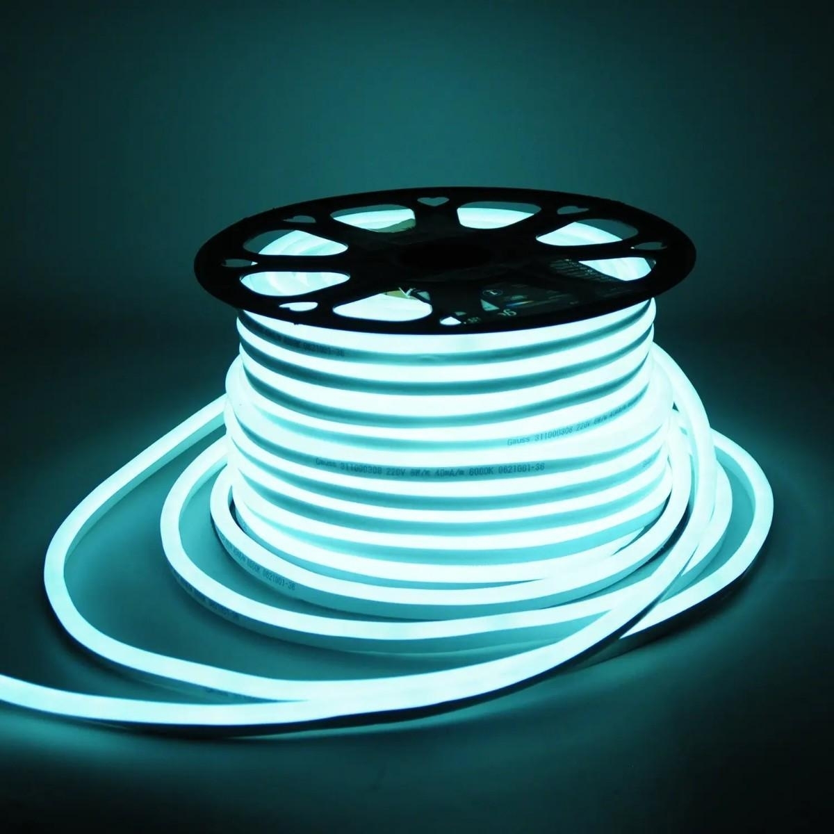 Лампочки Гибкий неон Gauss 8W/m 120LED/m 2835SMD холодный белый 50M 311000308