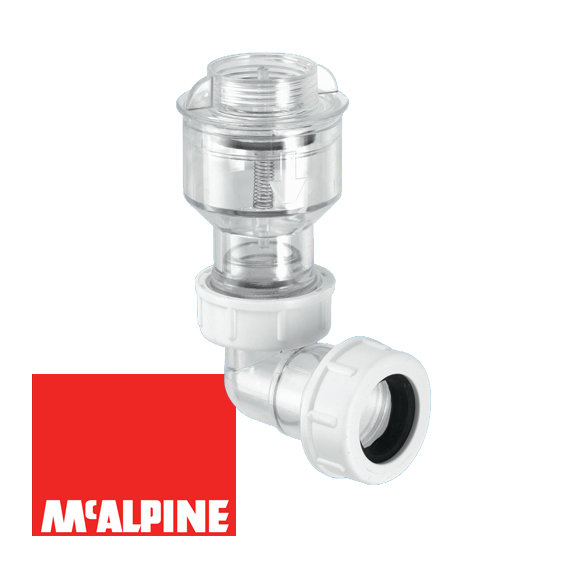 Обратный клапан с отводом на 90° вход 3/4, выход Ø19-23мм McAlpine TUNVALVE