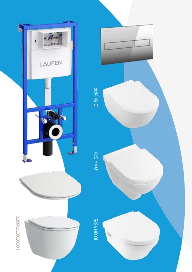   Сатра Комплект инсталляция Laufen Lis CW1 8.9466.0+унитаз подвесной+крышка 8.9896.6.000.000.1