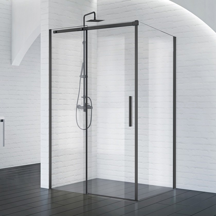 Душевой уголок BelBagno Acqua AH-1 150x90x195 профиль черный, стекло прозрачное