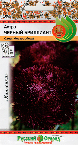 Семена Русский огород Астра Черный бриллиант, 50 шт.