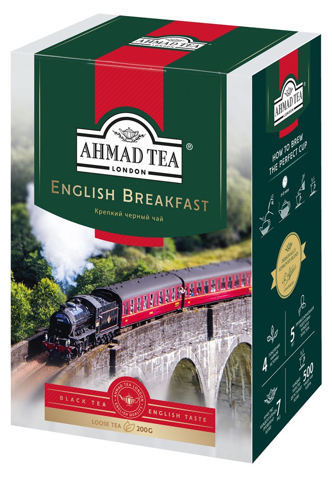 Чай Ahmad Tea English Breakfast, Английский завтрак, чёрный, листовой, 200г Упаковка - 12 шт.