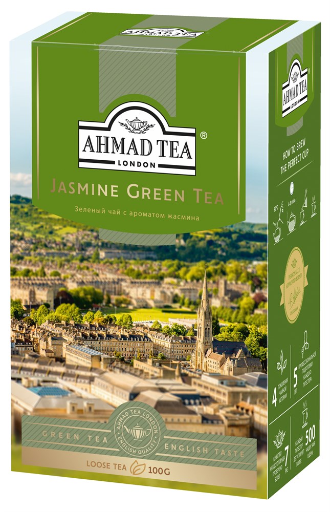 Чай Ahmad Tea Зелёный чай с жасмином, листовой, 100г Упаковка - 12 шт.