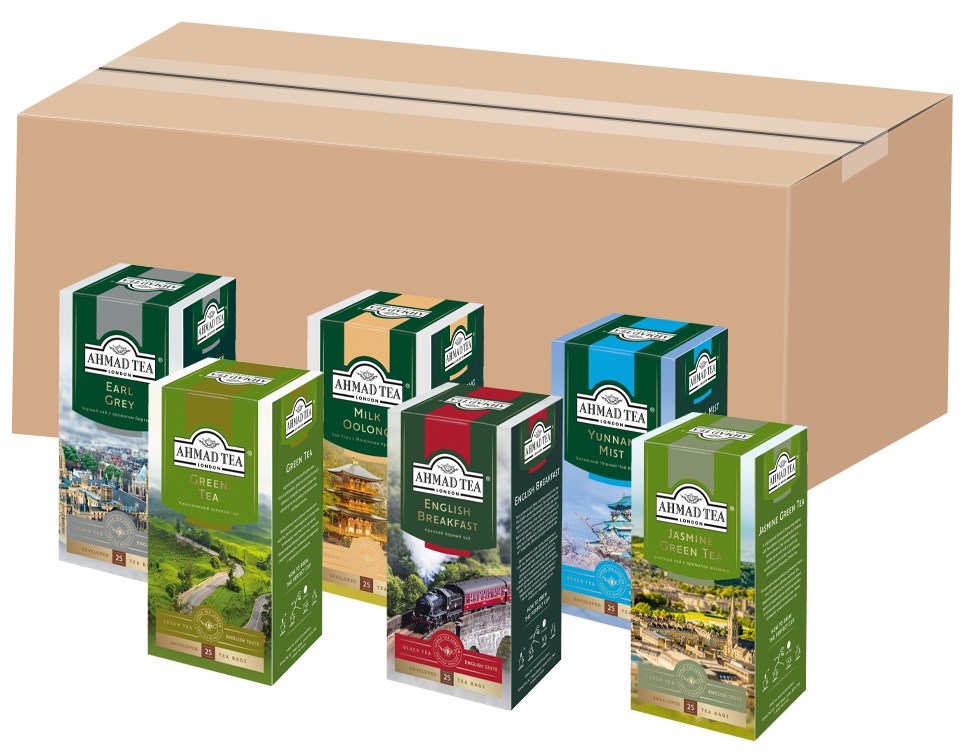 Коллекция чая в пакетиках от Ahmad Tea Ahmad Tea Mix 12 любых пачек по 25 пакетиков на Ваш выбор Упаковка - 12 шт.