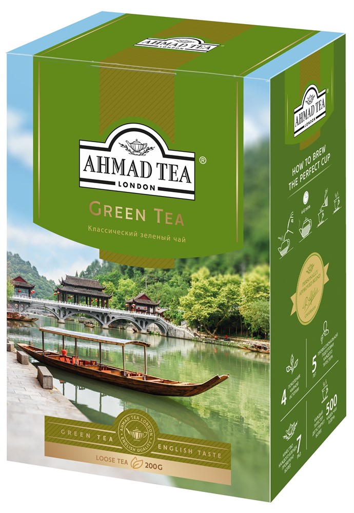 Чай Ahmad Tea Зелёный чай, листовой, 200г Штука