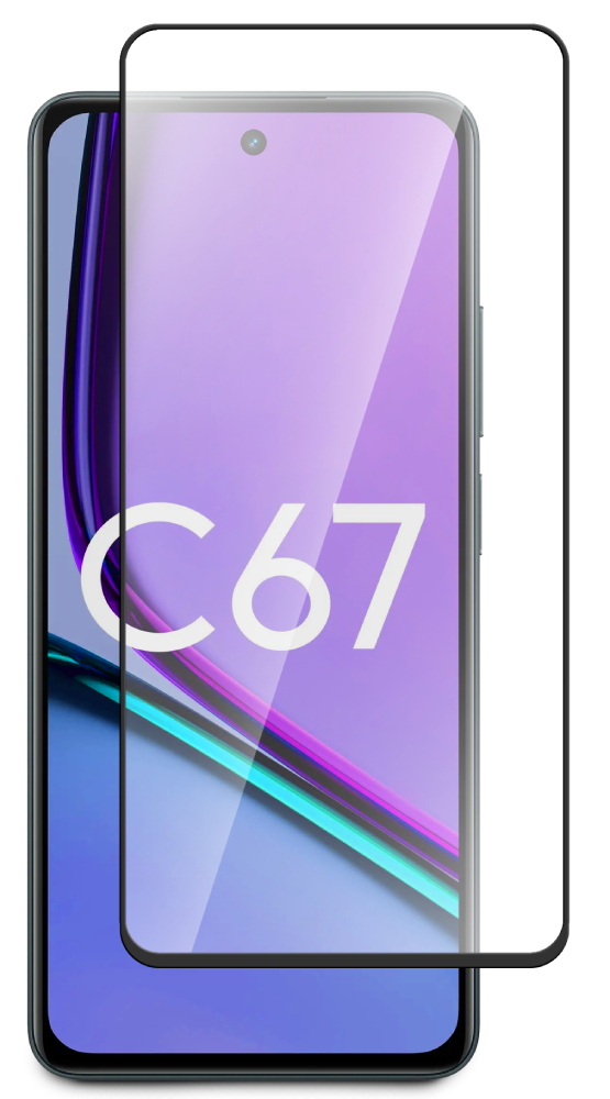 Стекло защитное для realme C67 Черная рамка