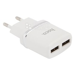 Сетевое зарядное устройство, адаптер 2хUSB, 2.4A (Hoco C12) (белый) - Сетевое зарядное устройство