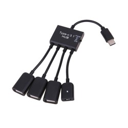 Переходник OTG USB Type-C - 3xUSB, Micro USB (PALMEXX PX/HUB-3OTG-CH-USBC) (черный) - Кабели