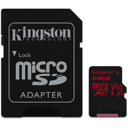 Kingston microSDXC 64GB UHS-I U3 + SD adapter (SDCR/64GB) - Карта флэш-памяти