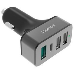 Универсальное автомобильное зарядное устройство, адаптер 4хUSB, 2.4А (Romoss AU50Q-201-02) (черный) - Автомобильный адаптер