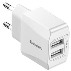 Универсальное сетевое зарядное устройство, адаптер 2хUSB, 2.1A (Baseus Mini Dual-U Charger CCALL-MN02) (белый) - Сетевой адаптер 220v - USB, Прикуриватель