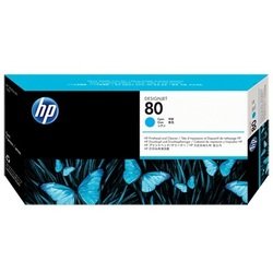 Печатающая головка + очиститель для HP Designjet 1050c, 1050c plus, 1055 (C4821A №80) (голубой)  - Картридж для принтера, МФУ