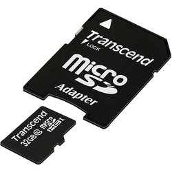 Карты флэш-памяти Transcend TS32GUSDHC10 microSDHC 32GB + SD адаптер (32 Гб) - Карта флэш-памяти