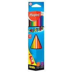 Карандаши цветные Maped Color'Peps из липы треугольные ударопрочный грифель 12 цветов + точилка - Цветной карандаш