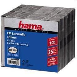Коробка Hama H-51167 Slim для 1CD 25 шт (прозрачный/черный) - Альбом, коробка, стойка для CD, BD диска