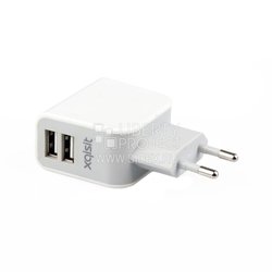 Универсальное сетевое зарядное устройство, адаптер 2хUSB, 3.1А (SM001673) (белый) - Сетевой адаптер 220v - USB, Прикуриватель