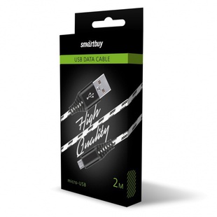 Кабель USB-microUSB 2м (Smartbuy iK-202cm-2-k) (белый) - Кабели