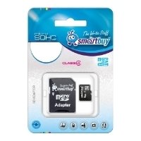 Карты флэш-памяти  Sidex SmartBuy microSDHC Class 4 8GB + SD adapter - Карта флэш-памяти