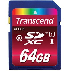 Карты флэш-памяти SD SDXC 64GB class 10 (Transcend TS64GSDXC10U1) - Карта флэш-памяти